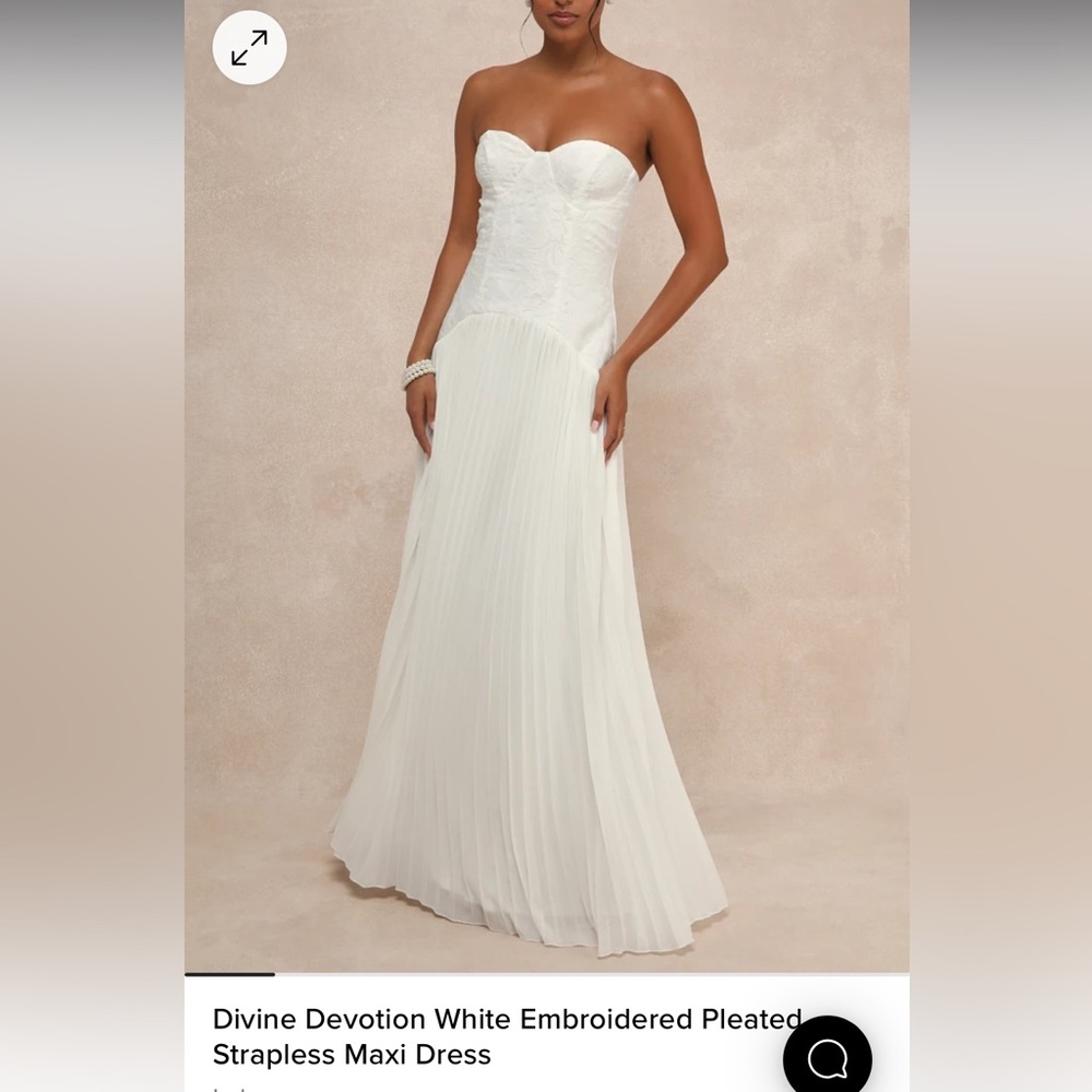 White Pleated Drop Waist Dress